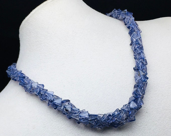 Natural IOLITE/Smooth triangle shape/Approx. 5.5x5.5 mm till 6.5x7 mm/Beautiful blue color necklace/With 925 sterling silver lobster claps