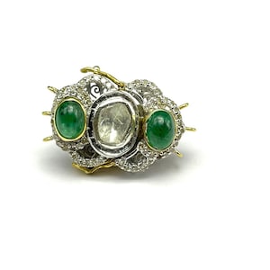 FINDING/CONNECTOR/CLASP/Natural Emerald/Natural Diamonds/Size W 20MM L29MM H9MM/3 Strands/Unique hook/For Emerald necklace/Rare clasp/Hook