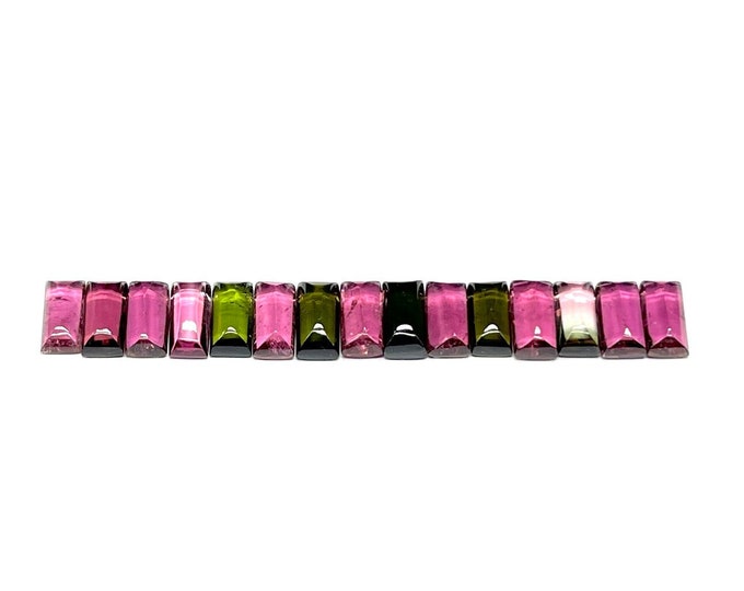 Multi colors Natural TOURMALINE/Smooth cabochons/Baguette shape/15 Pieces/27.55 carats/5x10MM/For Goldsmiths/For jewelry makers/Topmost cab