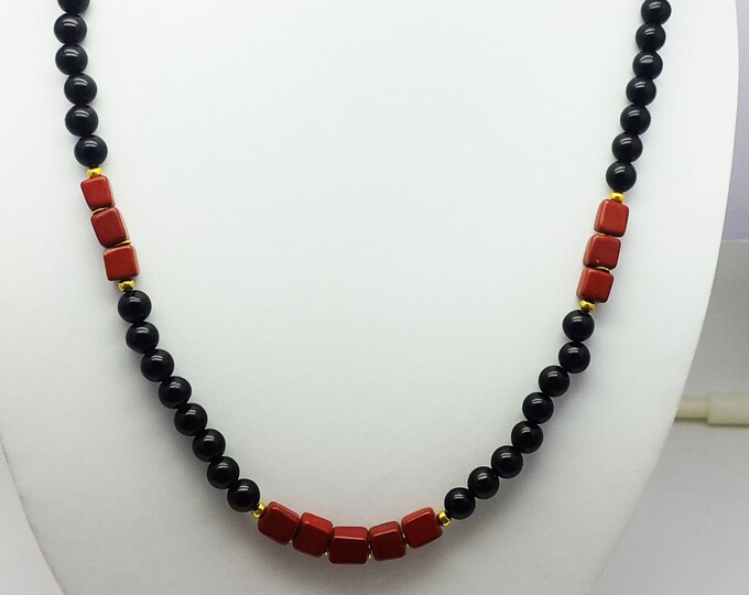 1 Strand Black Aventurine and Jasper Beads Necklace Jewelry, Gemstone Beads Supplier, Wholesale Beads, Necklace