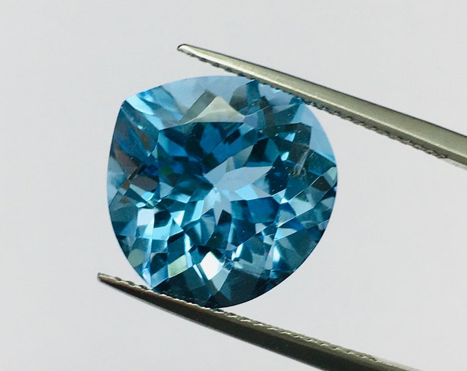 Genuine BLUE TOPAZ cut stone/Size 15X15MM/Heart shape/Height 10.50MM/Beautiful deep color gemstone/Loose gemstone/Back point gemstone/Unique