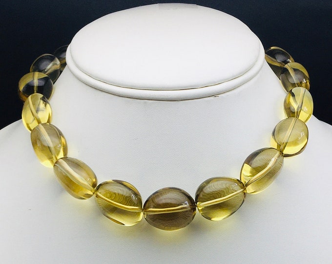 Genuine CHAMPAGNE QUARTZ/Smooth tumble/Width 12x16MM till 17x21MM/Beautiful deep Champagne color quartz/Hole polish in each bead/Top quality