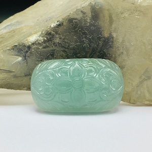 Natural AQUAMARINE/Hand carved/Cushion shape/Approx. 22x39MM/Beautiful blue milky color/Gemstone carving/Aquamarine carving/Natural carving