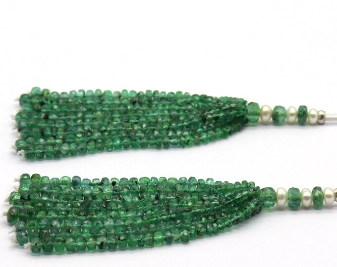 Tassels for earring/Faceted rondelle shape/Beautiful deep green color/2.50MM till 3.50MM/Length 3 inches/Tassels for jewellers/Rare tassels