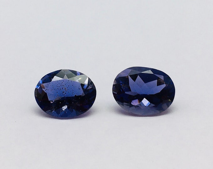 8X10 mm OVAL 2 Pieces 3.90 Carats Top Quality IOLITE Cut Stones, Selected Stones, Natural Gemstones, For Jewelry Makers, Back point gemstone