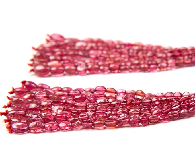 Tassels for earring/Natural RUBY SPINEL/Smooth oval shape/Size 2x3MM till 4x6MM/2.75 Inches long/Beautiful deep red color/Gemstone tassel