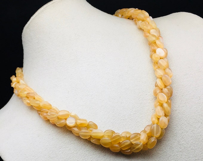Natural ORANGE MOONSTONE/Smooth oval shape/Approx 6x8MM till 8x10MM/Length 21 inches/Beautiful orange color of beads/Gemstone necklace