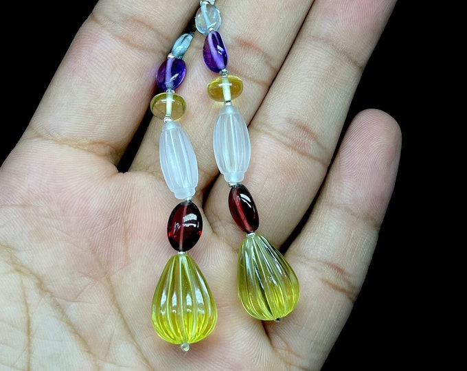 Natural Gemstone/Beads for earring/For GOLDSMITHS/For Jewelry makers/For DESIGNERS/Blue Topaz/Amethyst/Lemon quartz/Rock Crystal/Red Garnet