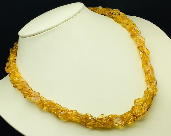 Genuine CITRINE/Smooth pear shape/Approx 3X10MM till 3X10.5MM/Beautiful golden color necklace/925 Sterling silver lobster clasp/ women wear