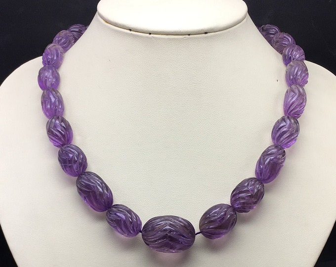 Natural AMETHYST/Nugget shape/Size 9x11MM till 19x27MM/Beautiful purple color beaded necklace/Adjustable silk cord closure/For women wear