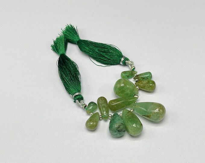 Fine Natural EMERALD Smooth Drop Shape Beads, Side Drilled, For Jewelry Makers, For Bead Designers, Wholesale Beads,