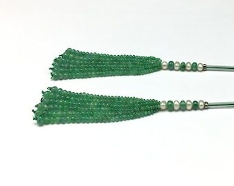 Tassels for earring/Natural EMERALD/Smooth rondelle/Size 2.00MM till 4.00MM/Beautiful deep green color/Gemstone tassels/For designers use/