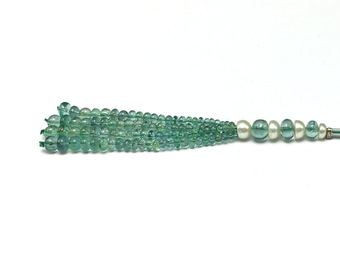 Tassel for pendant/Natural EMERALD/Smooth rondelle/Size 2.50MM till 5.50MM/Beautiful green color/Length 3 inch/Gemstone tassel/For designers