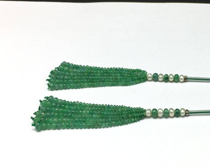 Tassels for earring/Natural EMERALD/Smooth rondelle/Size 2.00MM till 4.00MM/Beautiful deep green color/Gemstone tassels/For designers use/