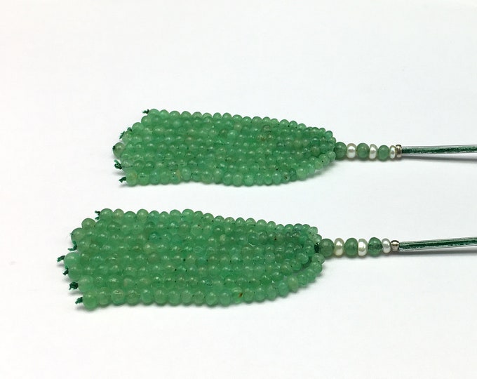Tassels for earrings/Natural EMERALD/Smooth rondelle/Size 3MM till 4MM/3 inches long/Beautiful green color beads/Tassels for earring/Rare