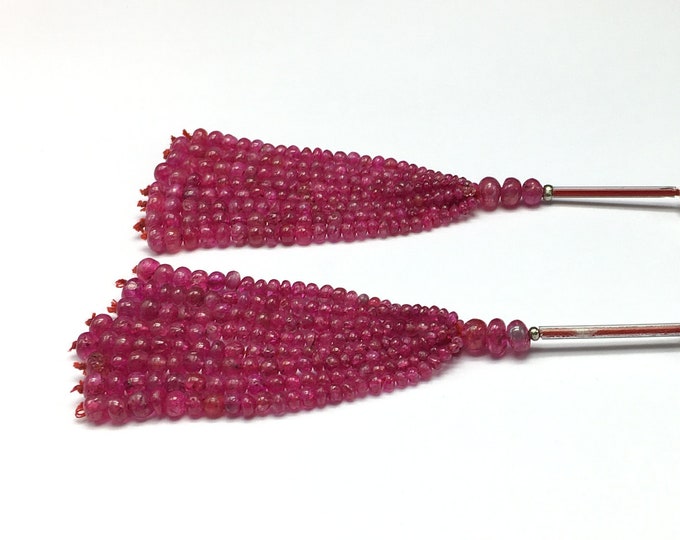Tassels for earring/Natural dyed RUBY/Smooth rondelle/Size 3MM till 5MM/Beautiful deep red tassels/Gemstone tassels/Red color tassels/Unique