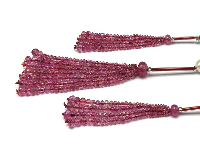 Tasssels for earring & pendant/Burmese Dyed RUBY smooth/Rondelle shape/Size 3MM till 5MM/Length 3 inches pendant/Length 2.25 inches earring