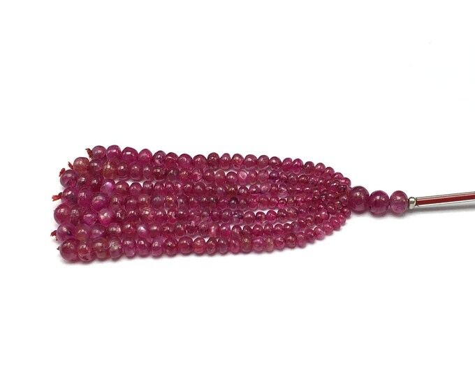 Tassel for pendant/Natural Burmese Dyed RUBY/Smooth rondelle/Size 3MM till 5MM/Beautiful deep red color/Natural gemstone/Red color tassel