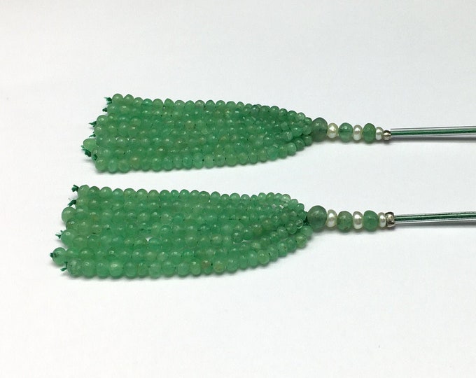 Tassels for earrings/Natural EMERALD/Smooth rondelle/Size 3MM till 4.50MM/3 inches long/Beautiful green color/Gemstone tassel/Emerald tassel