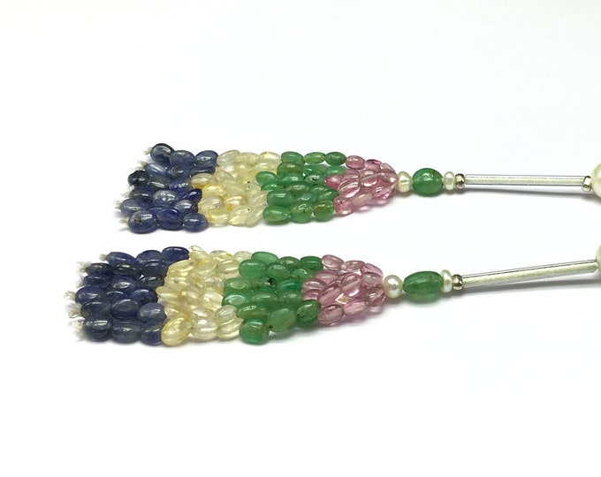 Tassels for earring/Natural MULTI PRECIOUS smooth/Size 4x6MM till 5x7MM/Emerald/Ruby/Blue Sapphire/Yellow Sapphire/Oval shape/Rare tassels