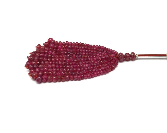 Tassel for pendant/Natural Burmese dyed RUBY/Smooth rondelle/Size 3MM till 5MM/Gemstone tassel/Unique tassel/Attractive tassel/Amazing