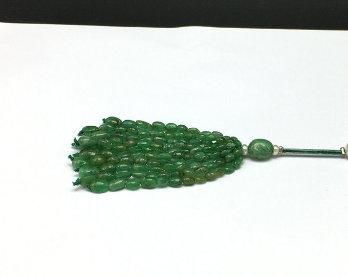Tassel for pendant/Natural EMERALD/Size 3x4MM till 6x8MM/Beautiful deep green color tassel/Length 3.50 inches/Gemstone tassel/Unique tassel