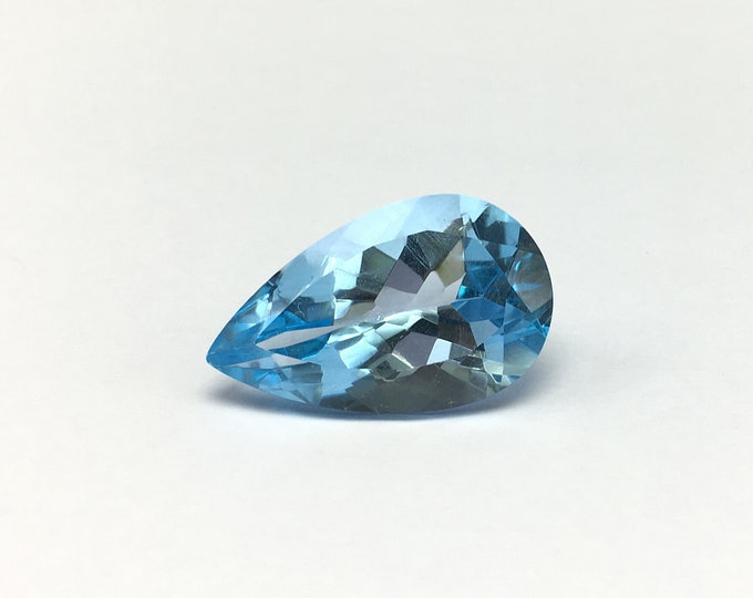 Genuine BLUE TOPAZ cut stone/Size 15x25MM/Pear shape/Height 10MM/Beautiful deep color gemstone/Loose gemstone/Back point gemstone/For jewels
