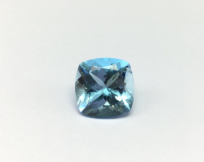 Genuine BLUE TOPAZ cut stone/Size 15x15MM/Cushion shape/Height 9.50MM/Beautiful deep color gemstone/Loose gemstone/Back point gemstone/Rare