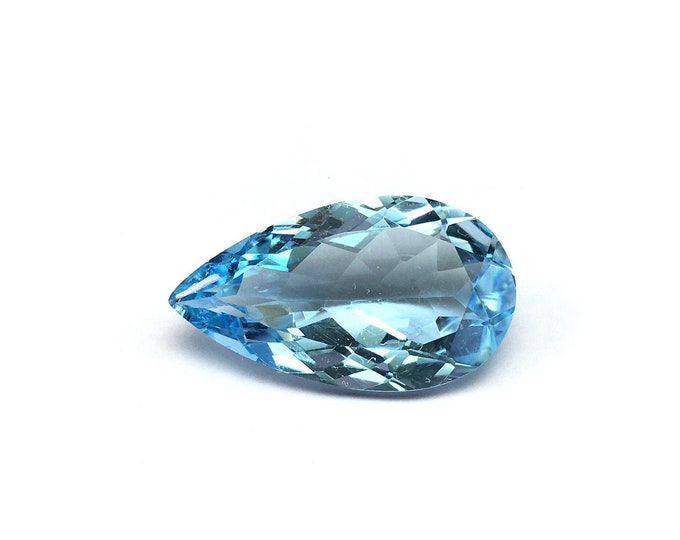 Genuine BLUE TOPAZ cut stone/Size 15x27MM/Pear shape/Height 8MM/Beautiful deep color gemstone/Loose gemstone/Back point gemstone/For jewels