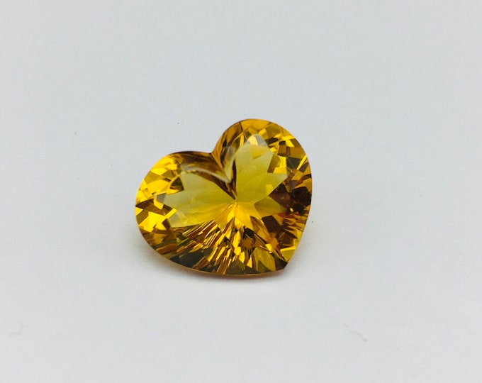 Genuine CITRINE/Fancy heart shape/Width 14MM/Length 12MM/Height 7MM/Beautiful deep golden color gemstone/For designers use/Loose gemstone