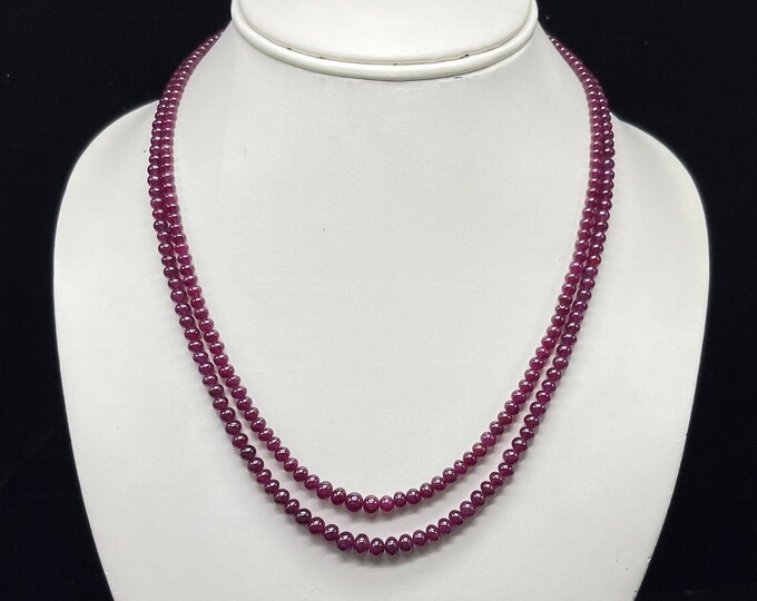 Natural RUBY/Smooth rondelle/Size 2.50MM till 6MM/17 inches long/Beautiful red color beads/Gemstone necklace/Natural Ruby necklace/155.00 ct