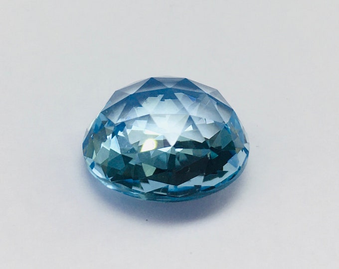 Genuine BLUE TOPAZ 15MM/Round shape/Fancy triangle cut/Height 8MM/Beautiful deep blue color/Perfect polished gemstone/Unique Sample piece/