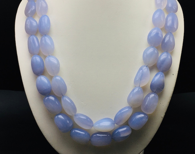 Natural CHALCEDONY/Tumble shape/Size 11x23MM till 16x21MM/Beautiful deep blue color/Chalcedony necklace/Unique necklace/Amazing necklace