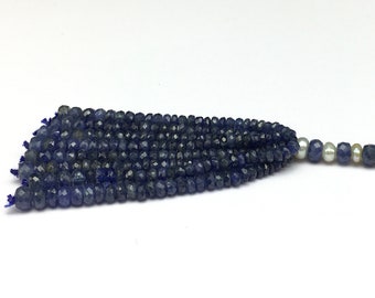 Tassel for pendant/Genuine BLUE SAPPHIRE/Faceted rondelle shape beads/3MM till 4.50MM/3 inches length/Gemstone tassel/Tassel for designer