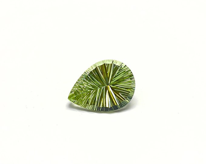 GREEN AMETHYST 20x27.50 CONCAVE/Prasiolite Gemstone/Pear shape/height 13.70MM/Beautiful Green color/February Birthstone/Perfect Cutting