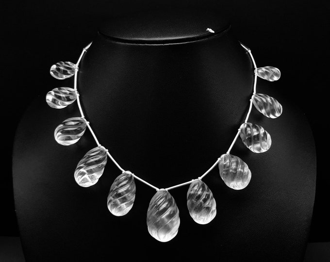 Natural ROCK CRYSTAL /Hand carved/Drop shape/Size 8X12MM till 20X30MM/Rock crystal necklace/Unique necklace