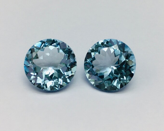 Genuine BLUE TOPAZ cut stone/Size 12MM/Round shape/Height 7MM/Beautiful deep color gemstones/Loose gemstones/Back point gemstones/Rare color