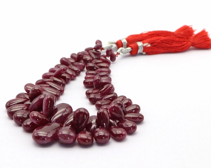 1 Strand 180.00 Carats Natural RUBY Smooth Almond Shape Beads, Genuine Ruby, Earth Mined Ruby, Not Heated Not Treated, 100% Natural Ruby