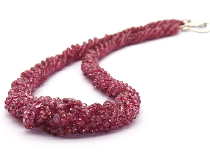 8 Strands 413.00 Carats Natural BURMESE RUBY ( Dyed ) Smooth Roundel Shape Beaded Necklace With 925 Sterling Silver Handmade Clasp