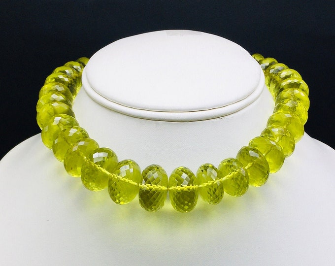 Genuine GREEN GOLD ( Lemon ) QUARTZ/Rondelle shape/15.50MM till 20MM beads/Finely faceted/Beautiful deep lemon color beads/Topmost quality