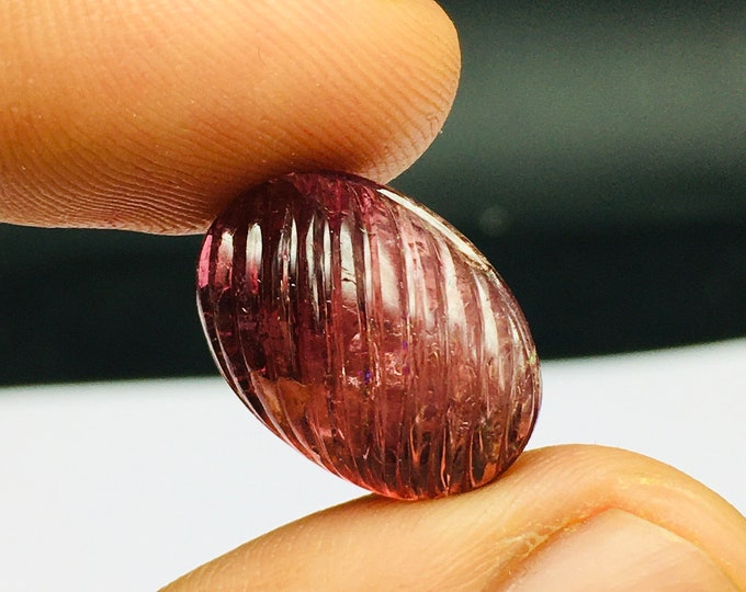 Natural PINK TOURMALINE/Hand carved oval shape/Width 11.72MM/Length 16.42MM/Height 7.94MM/Beautiful brown color gemstone/Loose gemstone