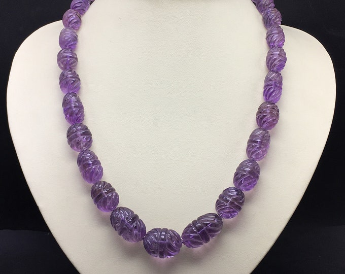 Natural AMETHYST/Nugget shape/Size 11x15MM till 17x22MM/Beautiful purple color beaded necklace/Adjustable silk cord closure/For women wear