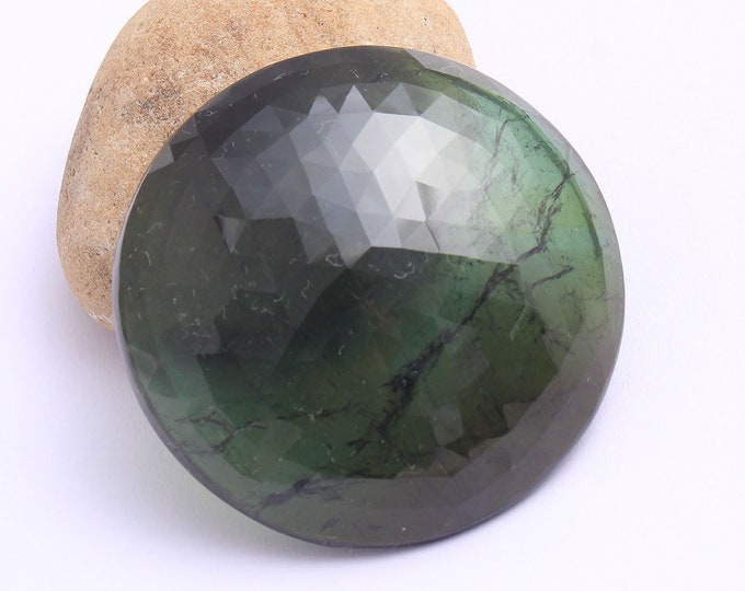 Earth Mined Very Rare 133.00 Carats Round Natural Deep Color Faceted Tourmaline Gemstone,  Size-51x51x5 mm Loose Stone, Loose Cabochon -1Pcs