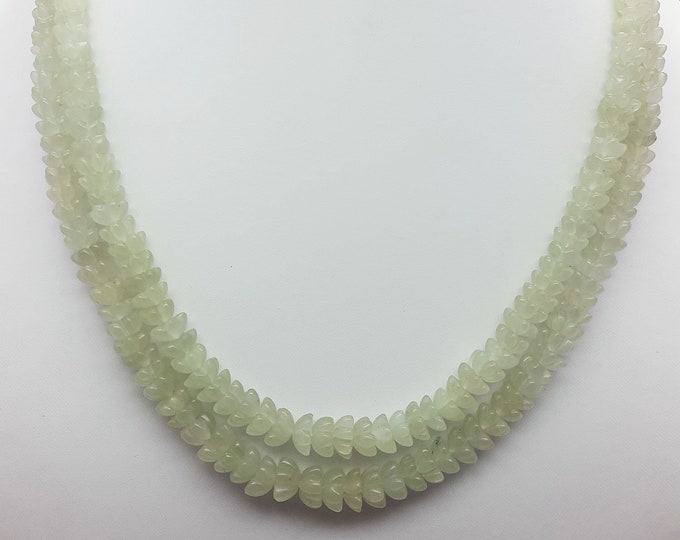 3 Strands Light Green Quartz Flower Shape Carving Beads Necklace Jewelry, Beads Necklace, Stone Beads, Wholesale Supplier