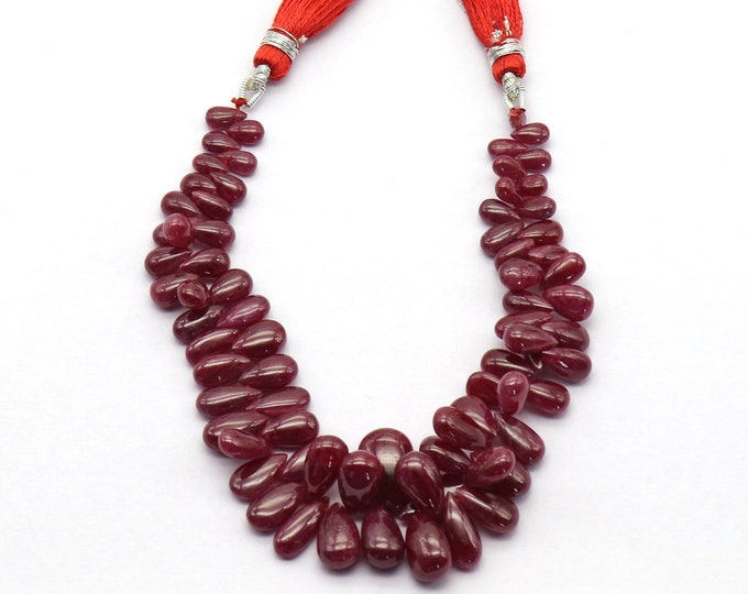 1 Strand 130.00 Carats Natural RUBY Smooth Almond Shape Beads, Genuine Ruby, Earth Mined Ruby, Not Heated Not Treated, 100% Natural Ruby
