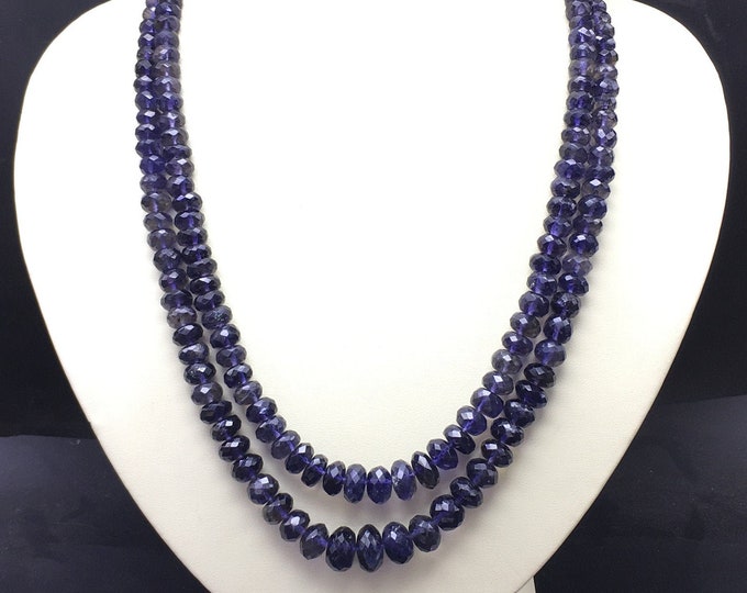 Natural IOLITE faceted/Rondelle shape/Size 7.50MM till 12MM/Beautiful deep blue color/Gemstone necklace/Iolite necklace/Stunning necklace