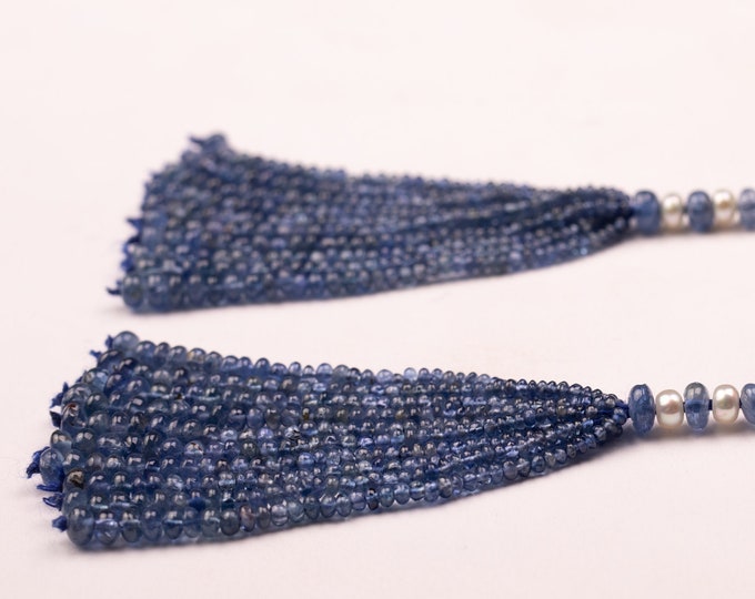 Natural BLUE SAPPHIRE smooth beads/Rondelle shape/Tassels for earring/Beautiful Electric Blue Color/Natural Blue Sapphire from Burma/