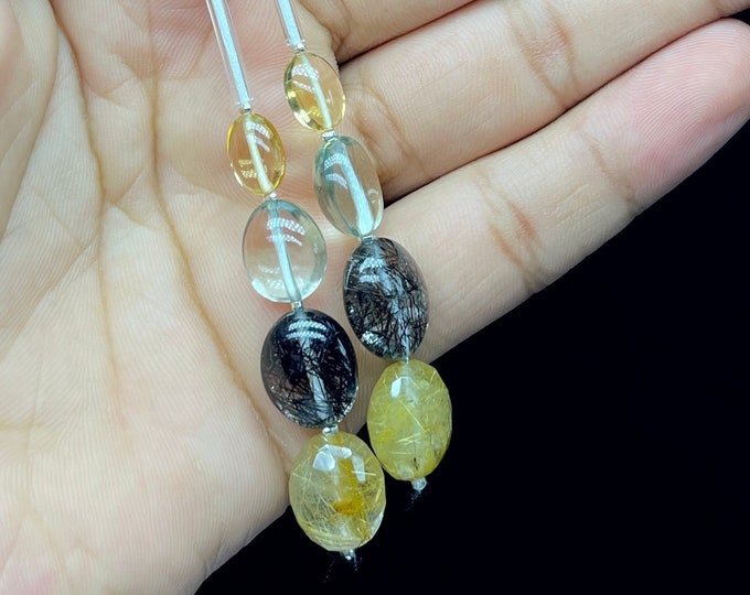 Natural Gemstone/Beads for earring/For GOLDSMITHS/For Jewelry maker/For DESIGNERS/Citrine/Prasiolite/Black Rutilated quartz/Golden Rutilated