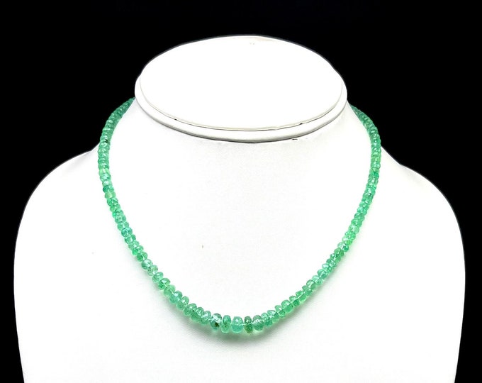 Natural EMERALD/Faceted rondelle/COLUMBIAN/Size 3MM till 7MM/Length 13.50 inches/Strand 1/Emerald necklace/top quality natural Emerald beads