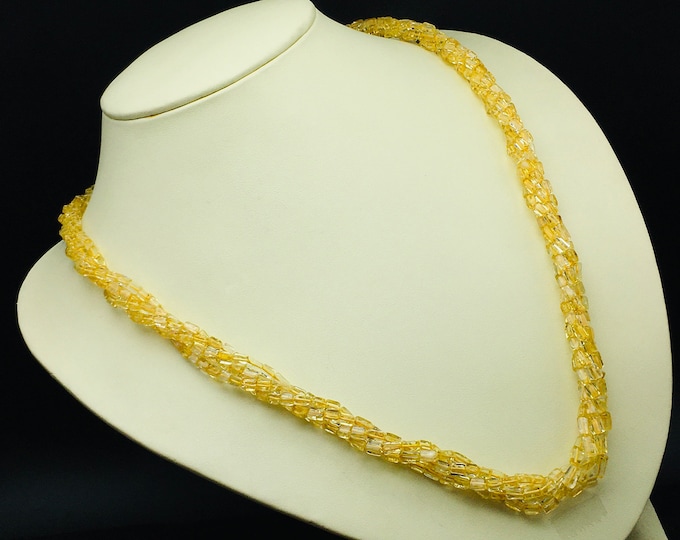 Genuine CITRINE/Smooth square shape/Approx. 3.5x4.5MM/Beautiful golden color necklace/925 Sterling silver handmade clasp/women wear necklace